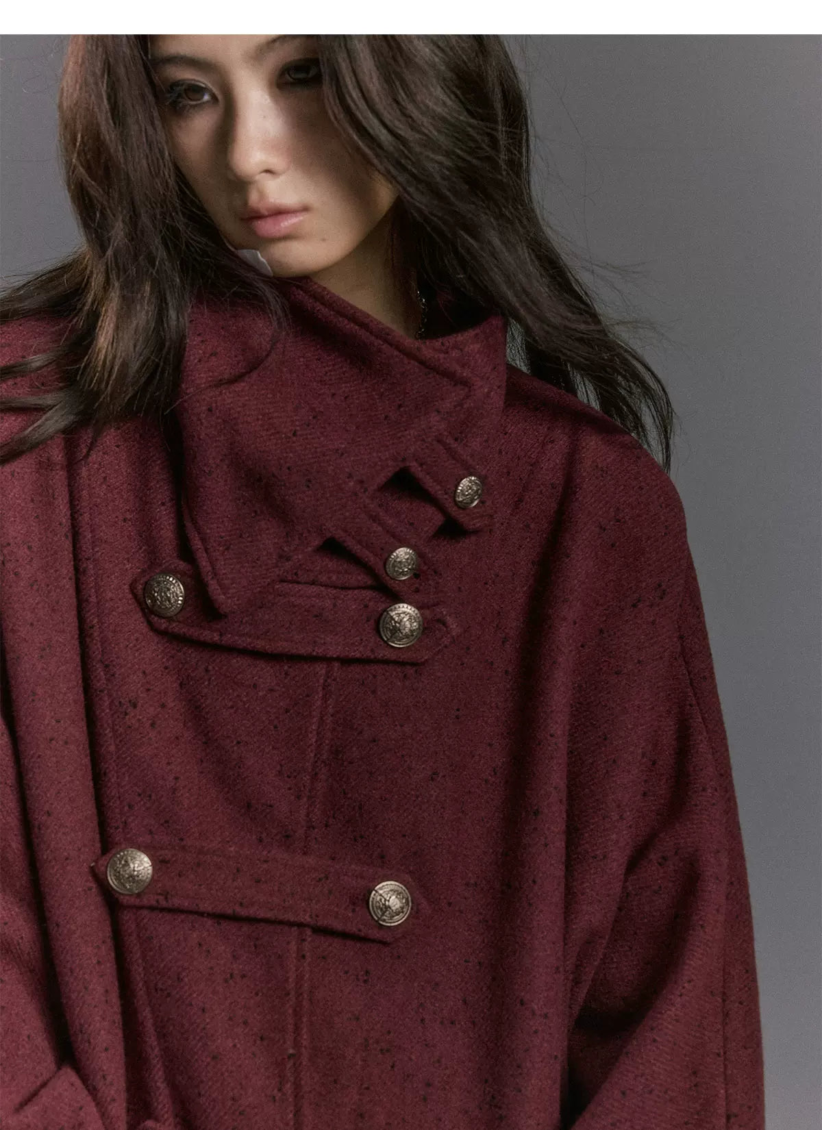 Double-Sided Batwing Wool Coat