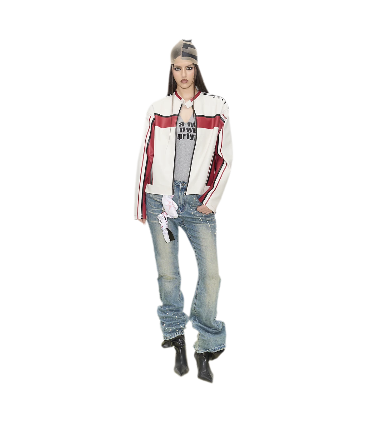 Pearl Embellished Straight Jeans