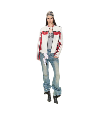 Pearl Embellished Straight Jeans