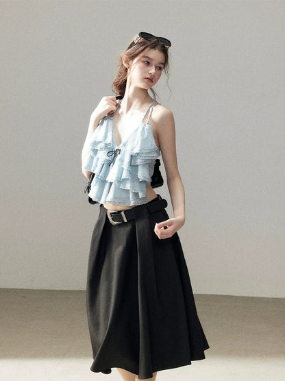 Pleated V-Neck Set