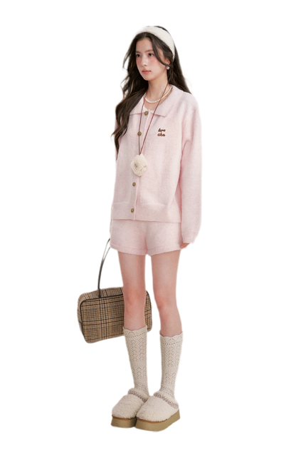 Wool Blend Collared Knit Set