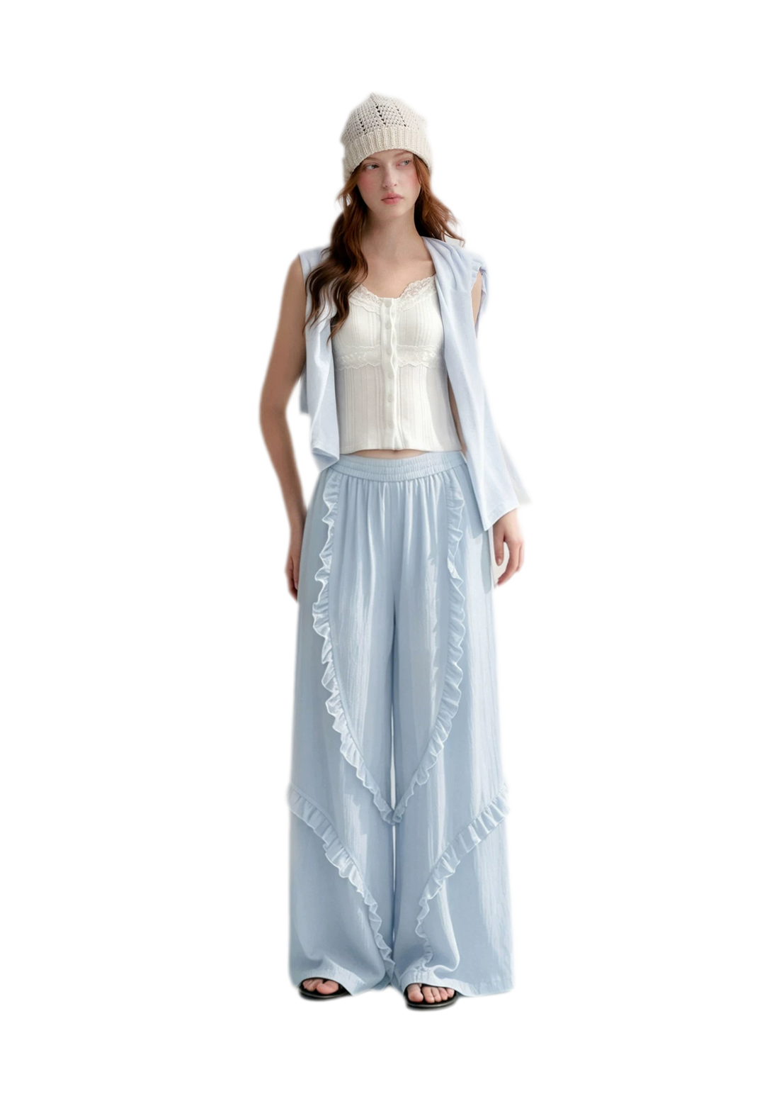 Lace Textured Wide Pants