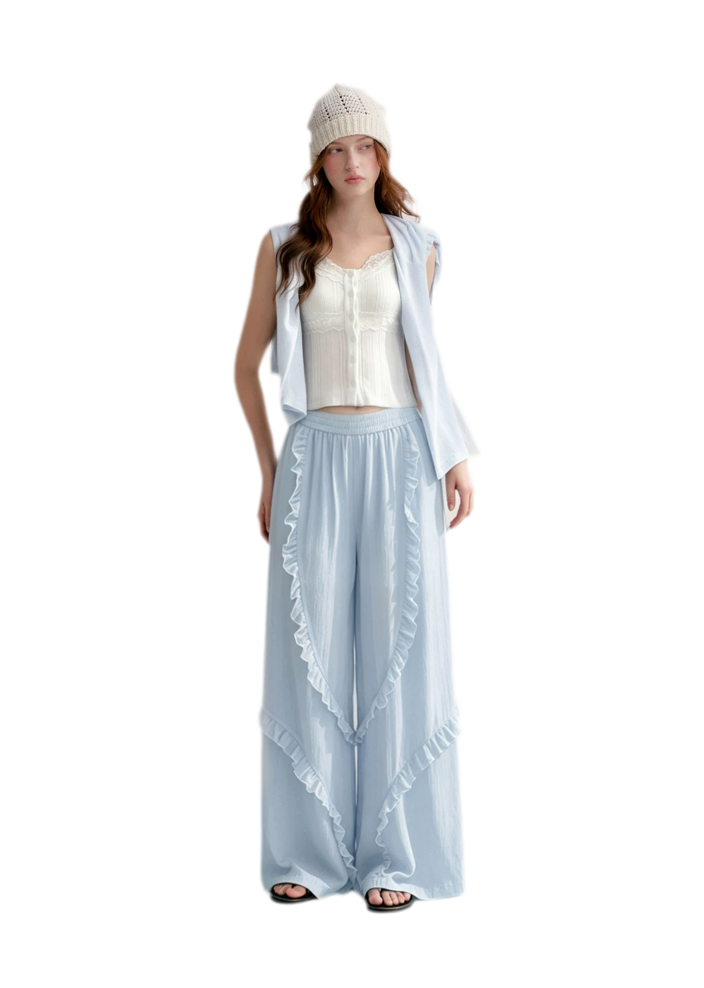 Lace Textured Wide Pants