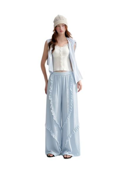 Lace Textured Wide Pants