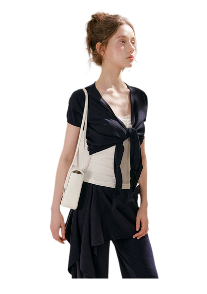 Sportique Cropped Knit Cardigan