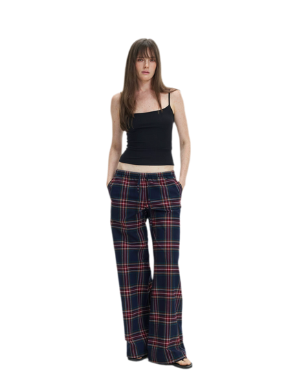 Vintage Plaid Low-Rise Bottoms