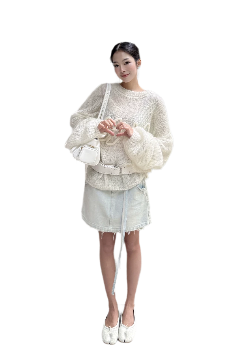 Mohair Openwork Logo Sweater