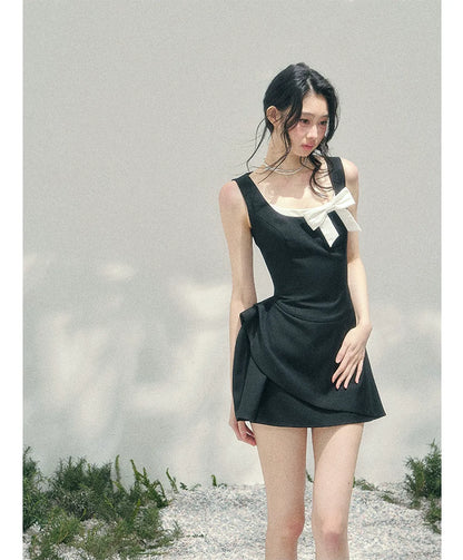 Sleek Bowknot Mini Dress