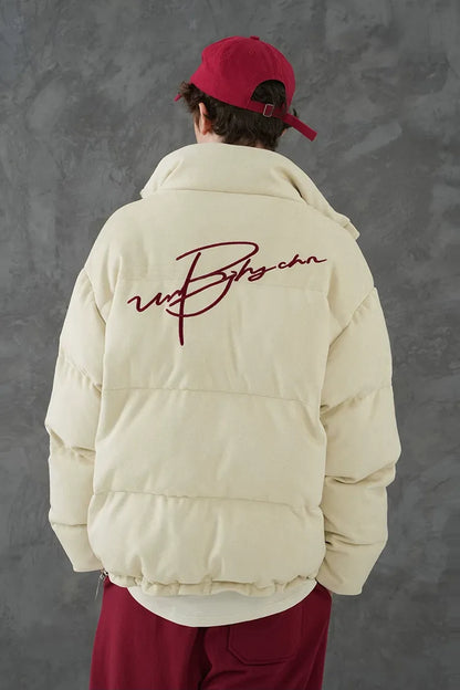 Suede Oversized Down Puffer Jacket