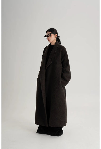 Wool Shawl Collar Wrap Coat