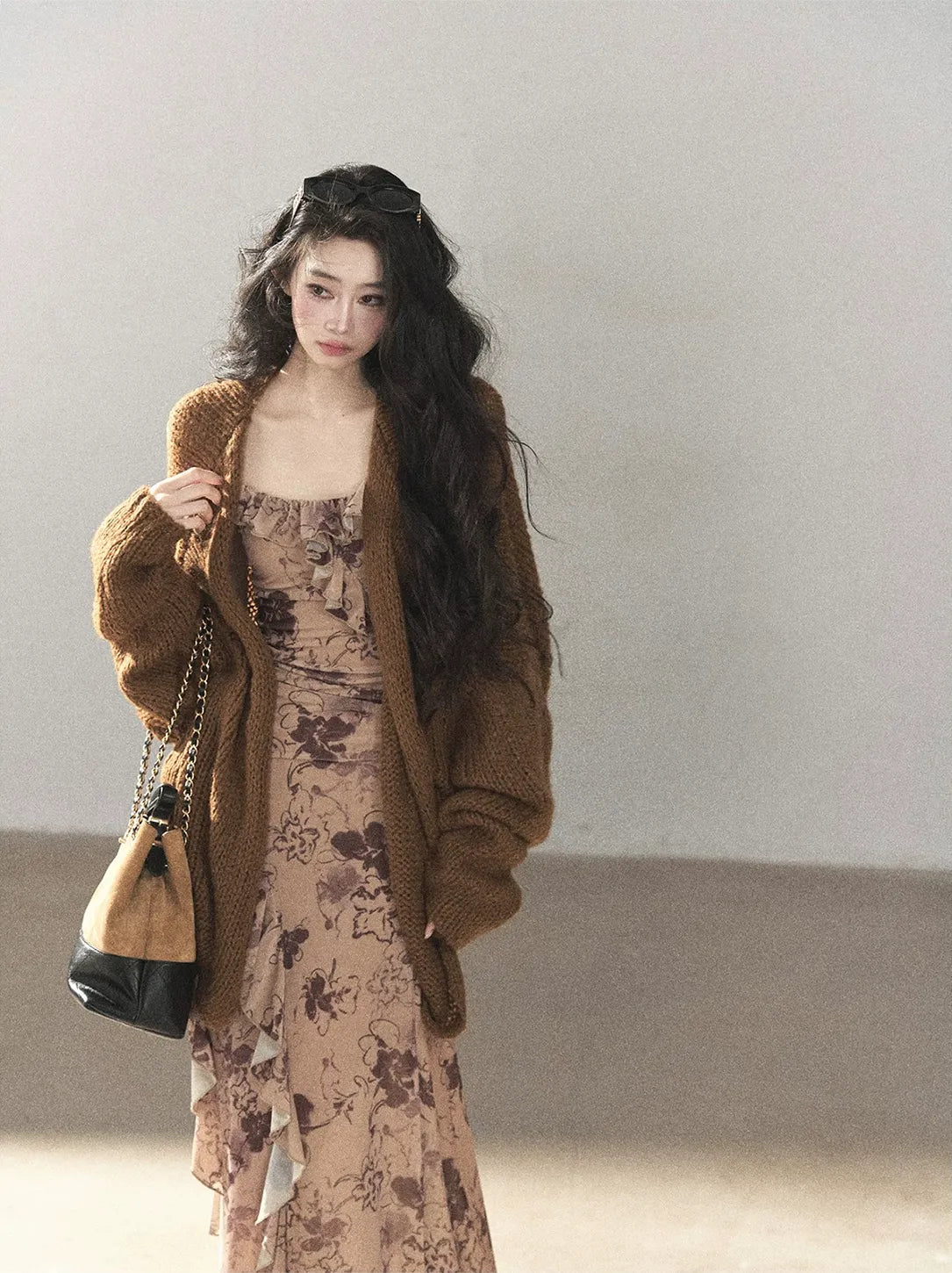 Cardigan aperto in maglia grossa