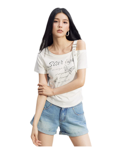 One-Shoulder Butterfly Tee