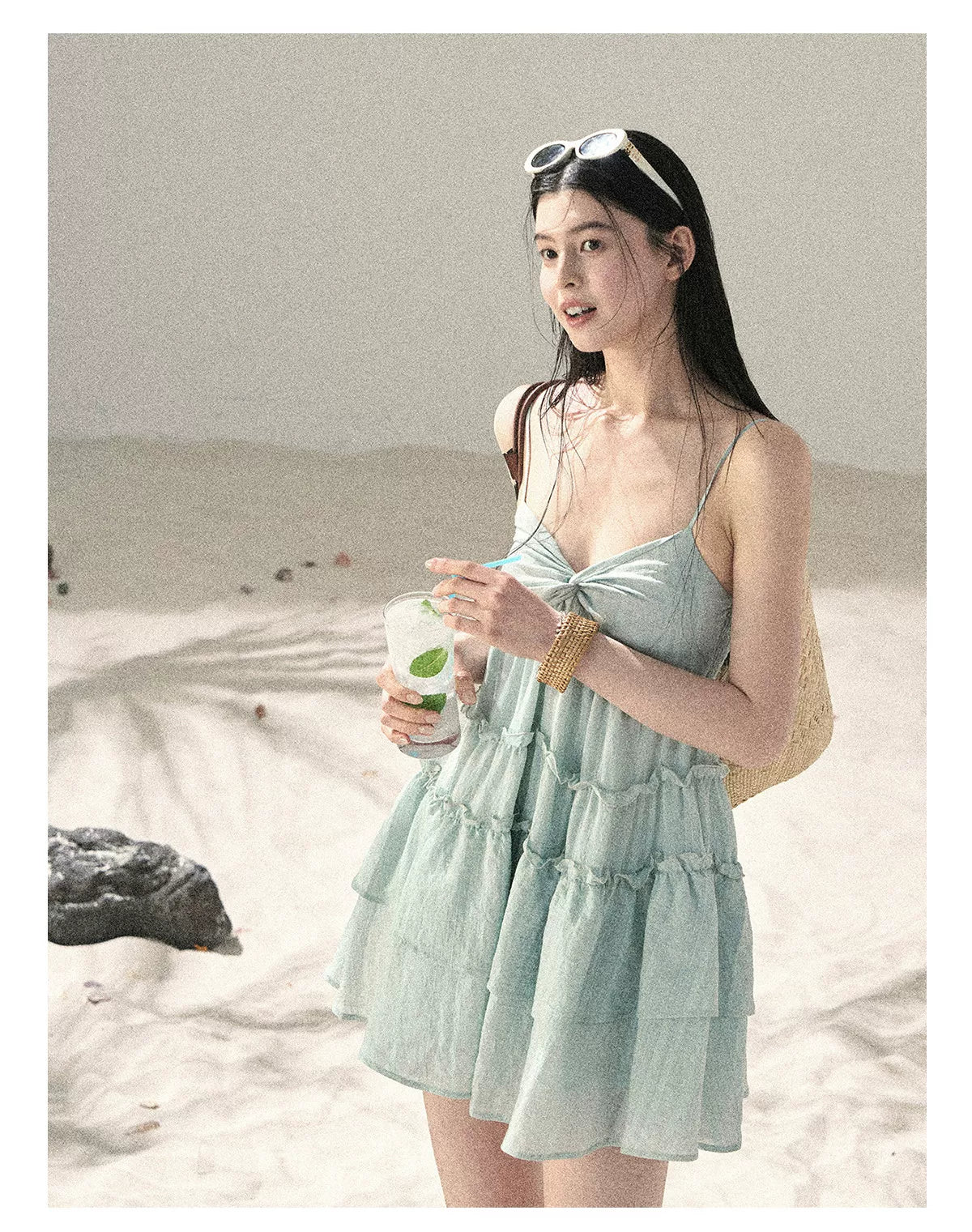 "Mossy Stone Steps" Summer Beach Camisole Dress