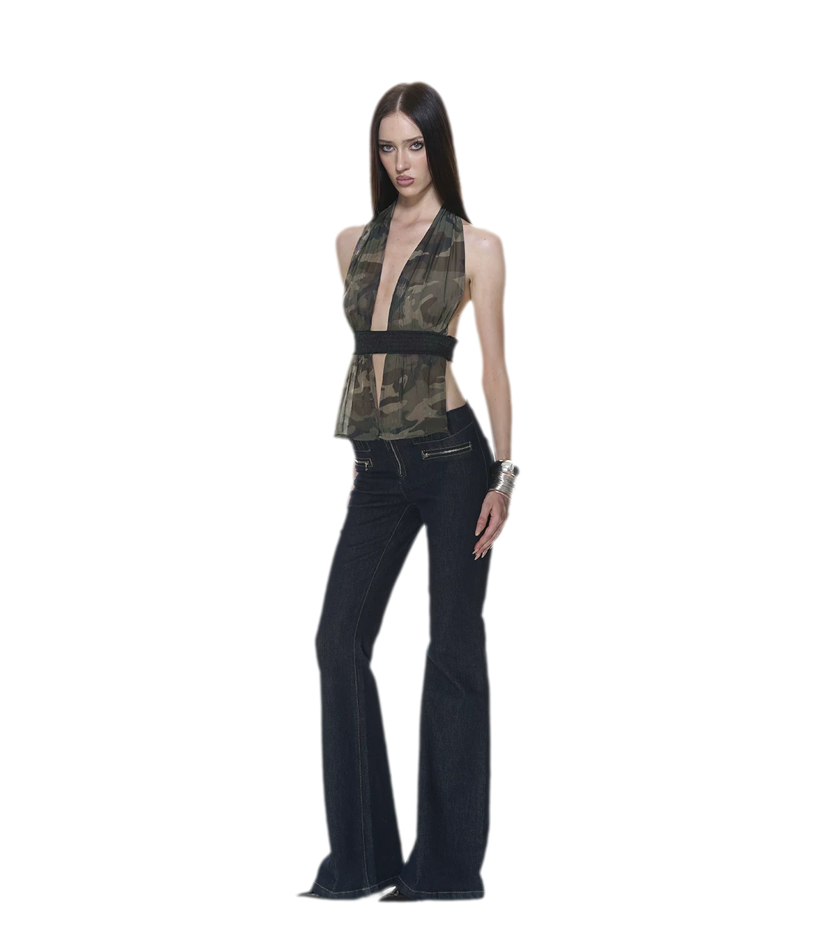 Mesh Halter Backless Top