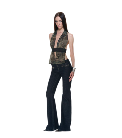 Mesh Halter Backless Top