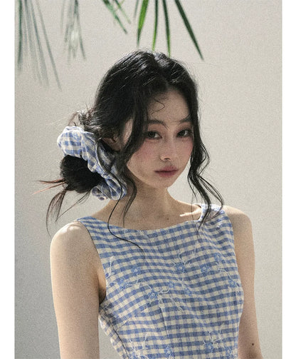 Breeze Check Embroidered Dress
