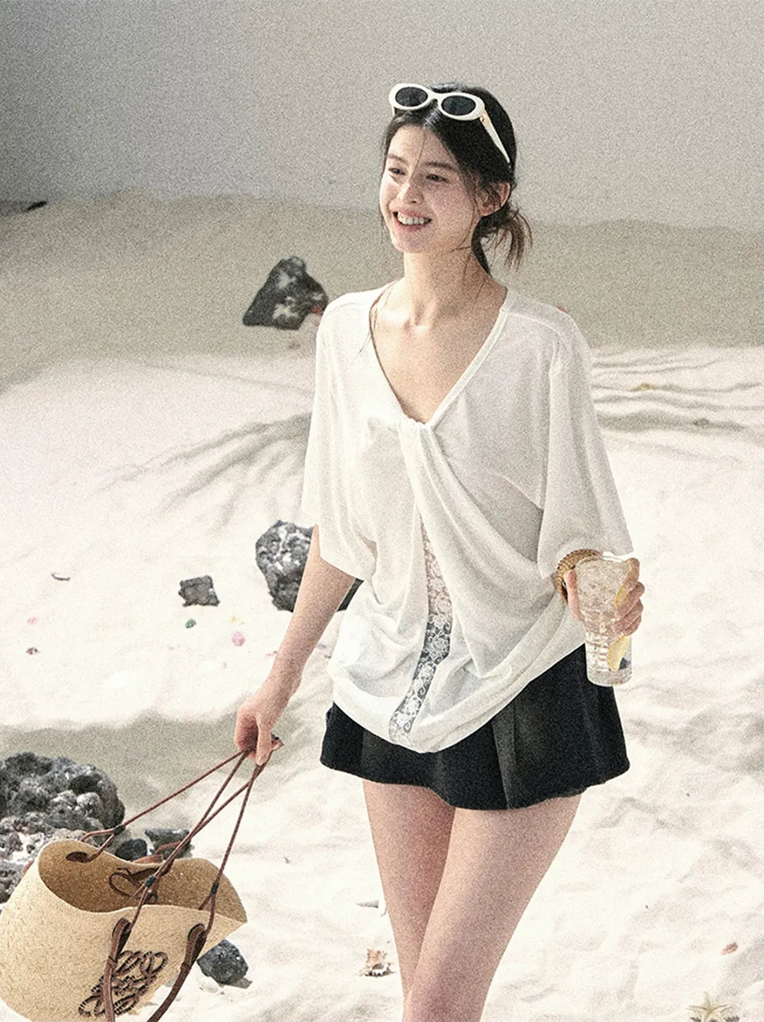 Washed Denim A-Line Skirt