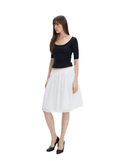 Pleated Chiffon Midi Skirt