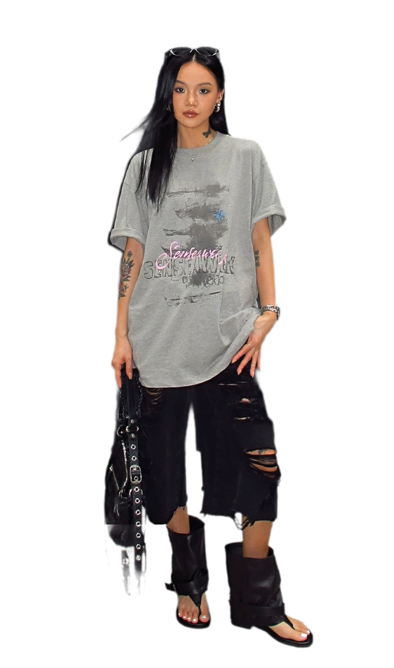 Cotton Rhinestone Graphic T-Shirt