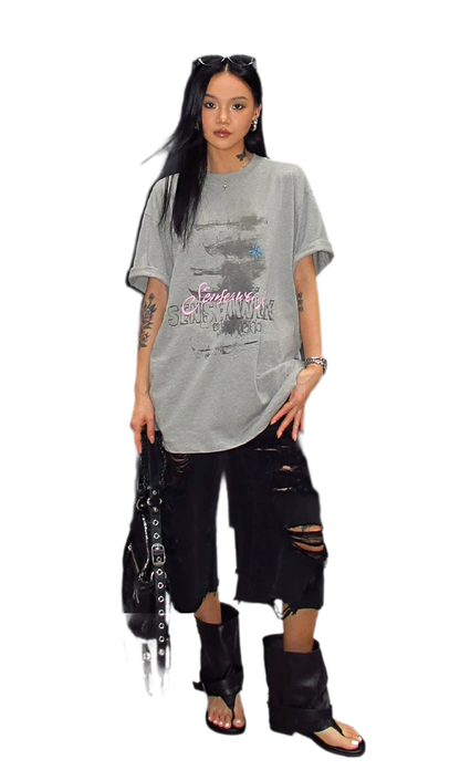 Cotton Rhinestone Graphic T-Shirt
