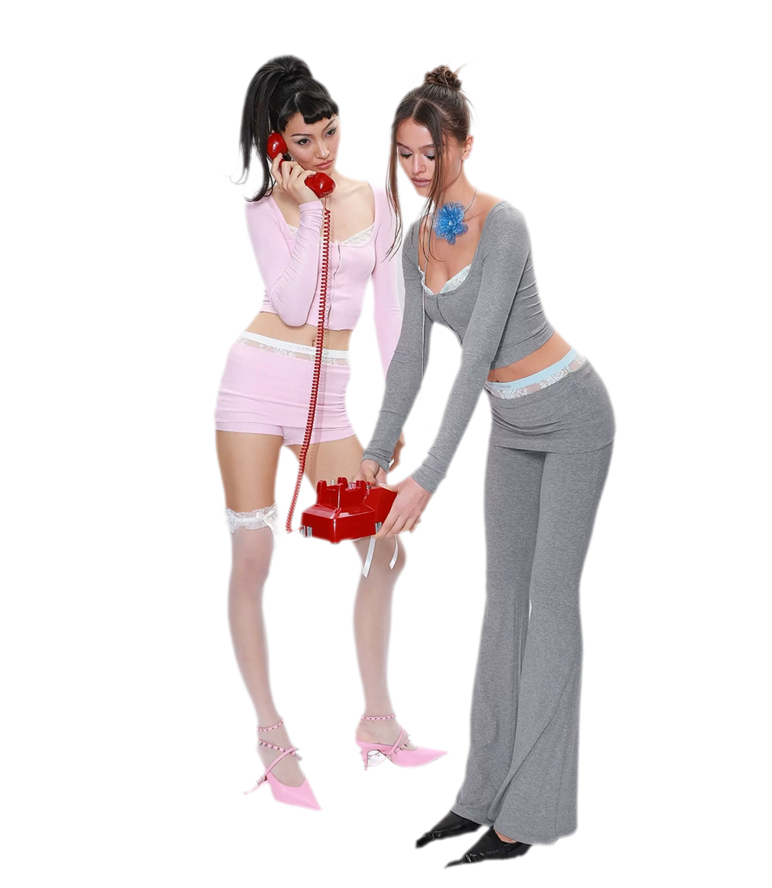 Lace Cutout Knit Set