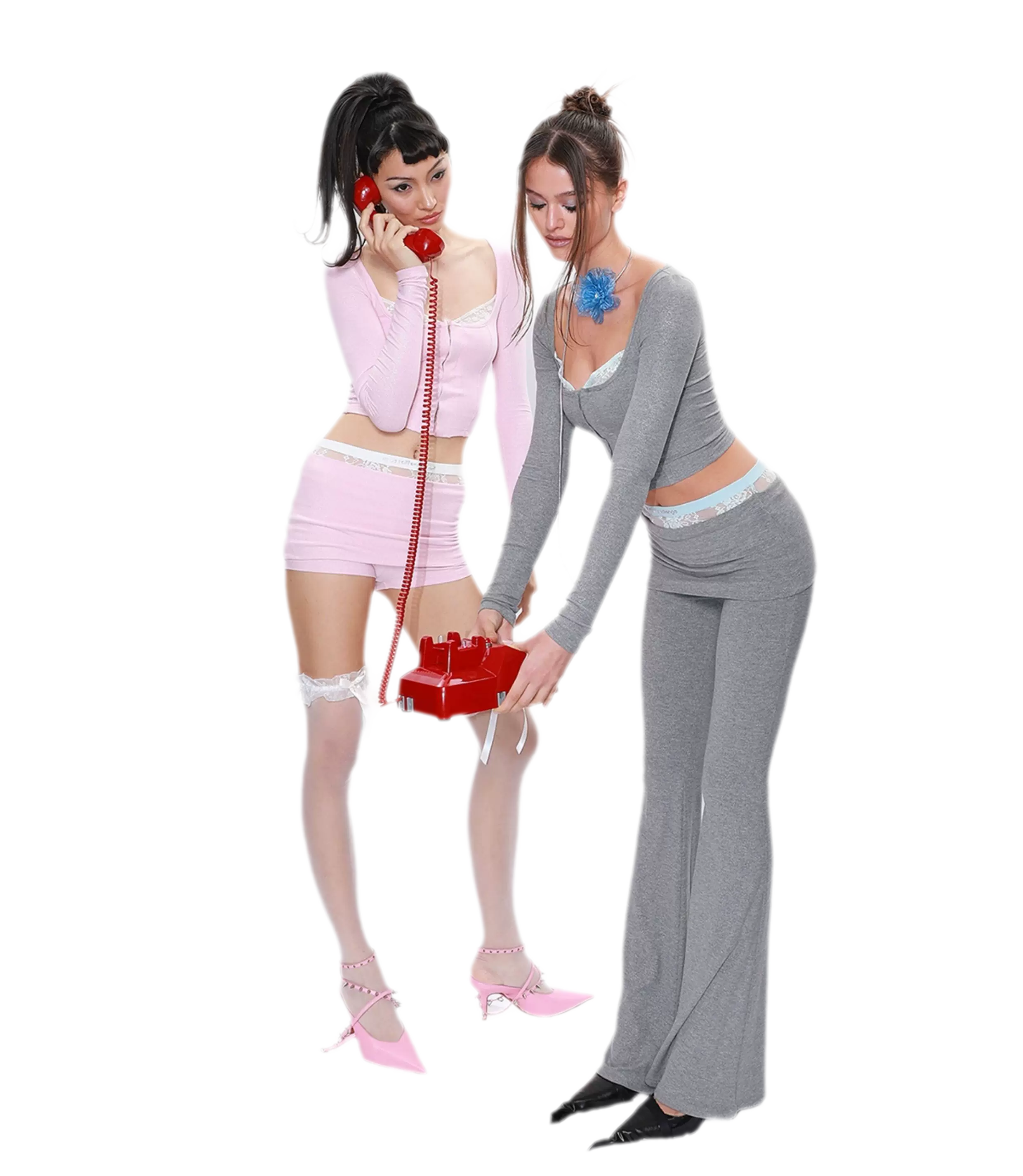 Lace Cutout Knit Set