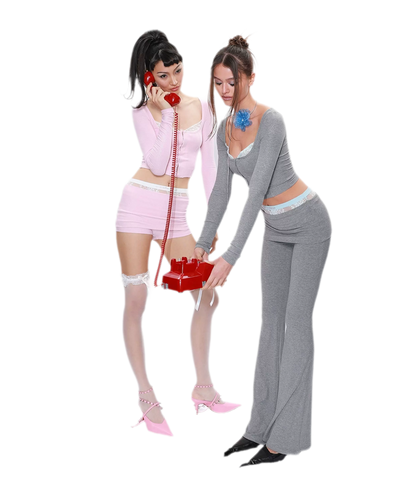 Lace Cutout Knit Set