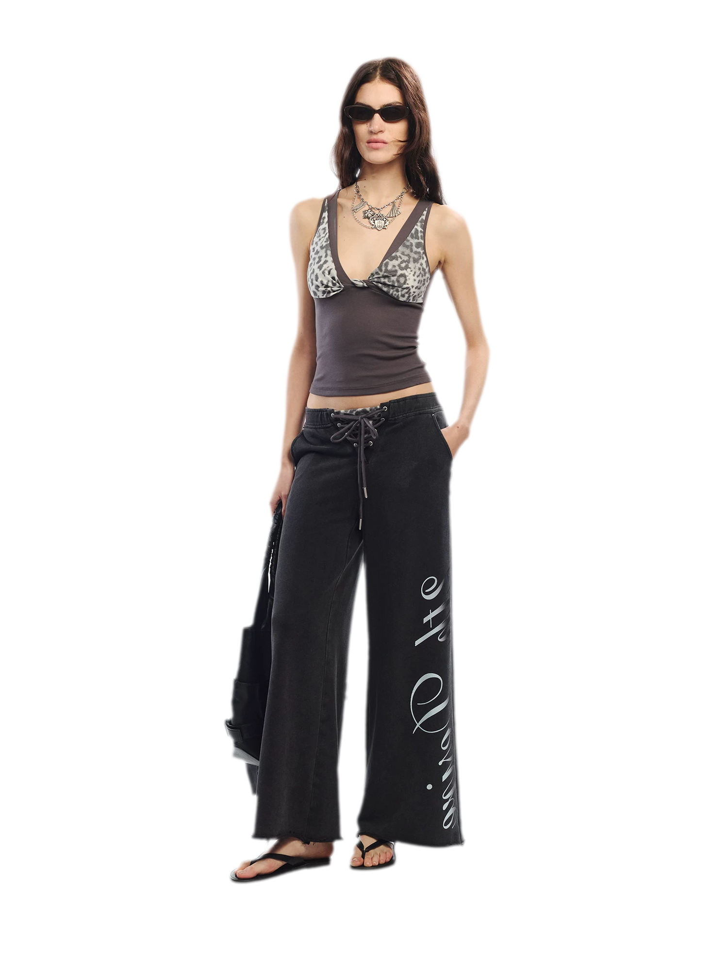 Leopard Print Rhinestone V-neck Camisole