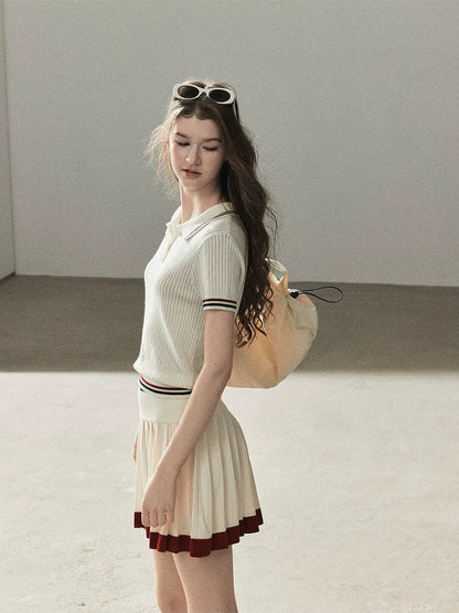 Ribbed Knit Polo Set