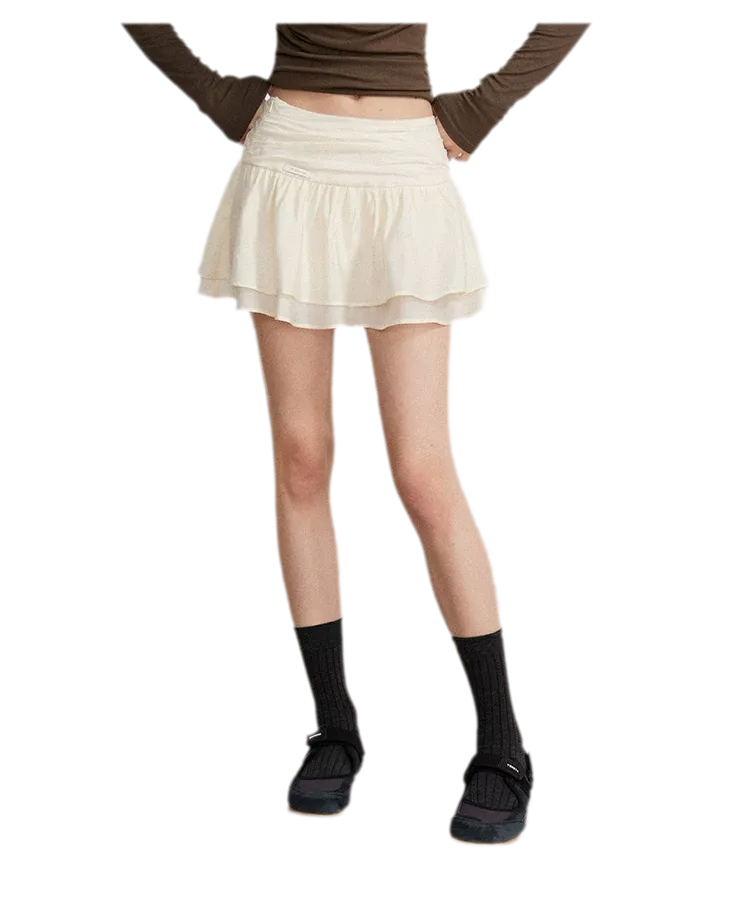 Pleated Ruffle A-Line Skirt