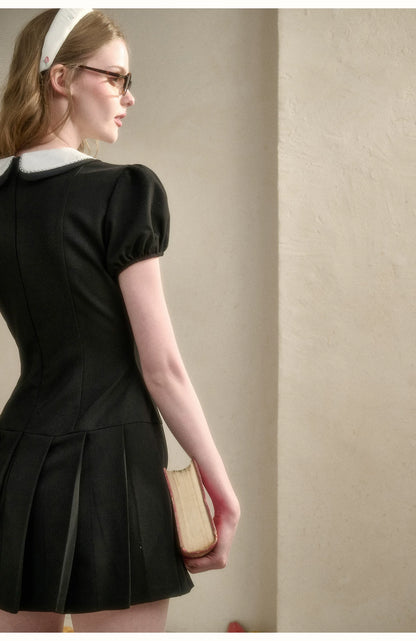Babydoll Little Black Dress Pleated Skirt
