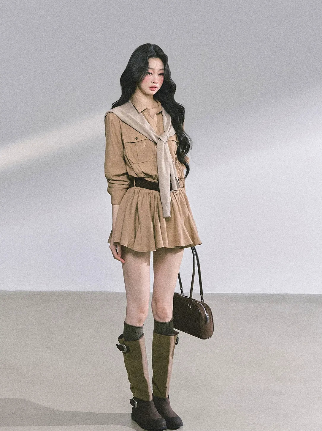 Plaid Petal Panel Mini Dress