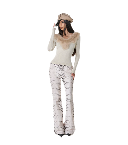 Mũ nồi da ghép mảnh lông mềm mại