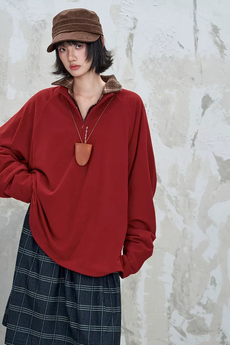 Vintage Oversized Half-Zip T-Shirt