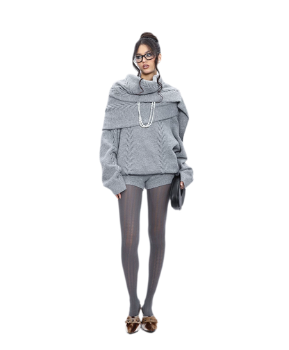 Conjunto de punto trenzado afelpado