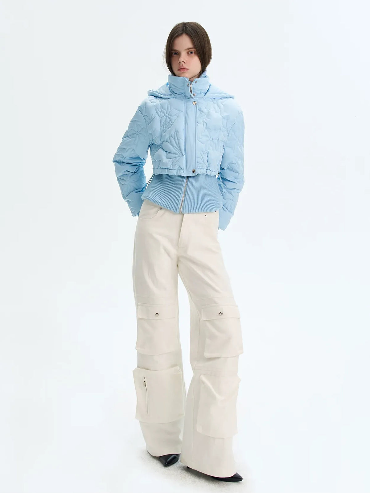 Quilted Cropped Hooded Down Jacket