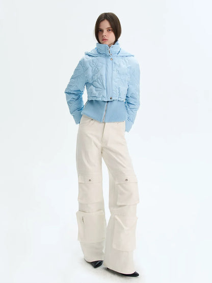 Quilted Cropped Hooded Down Jacket