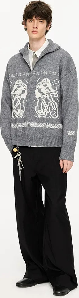 Fair Isle Relaxed Cardigan Sweater