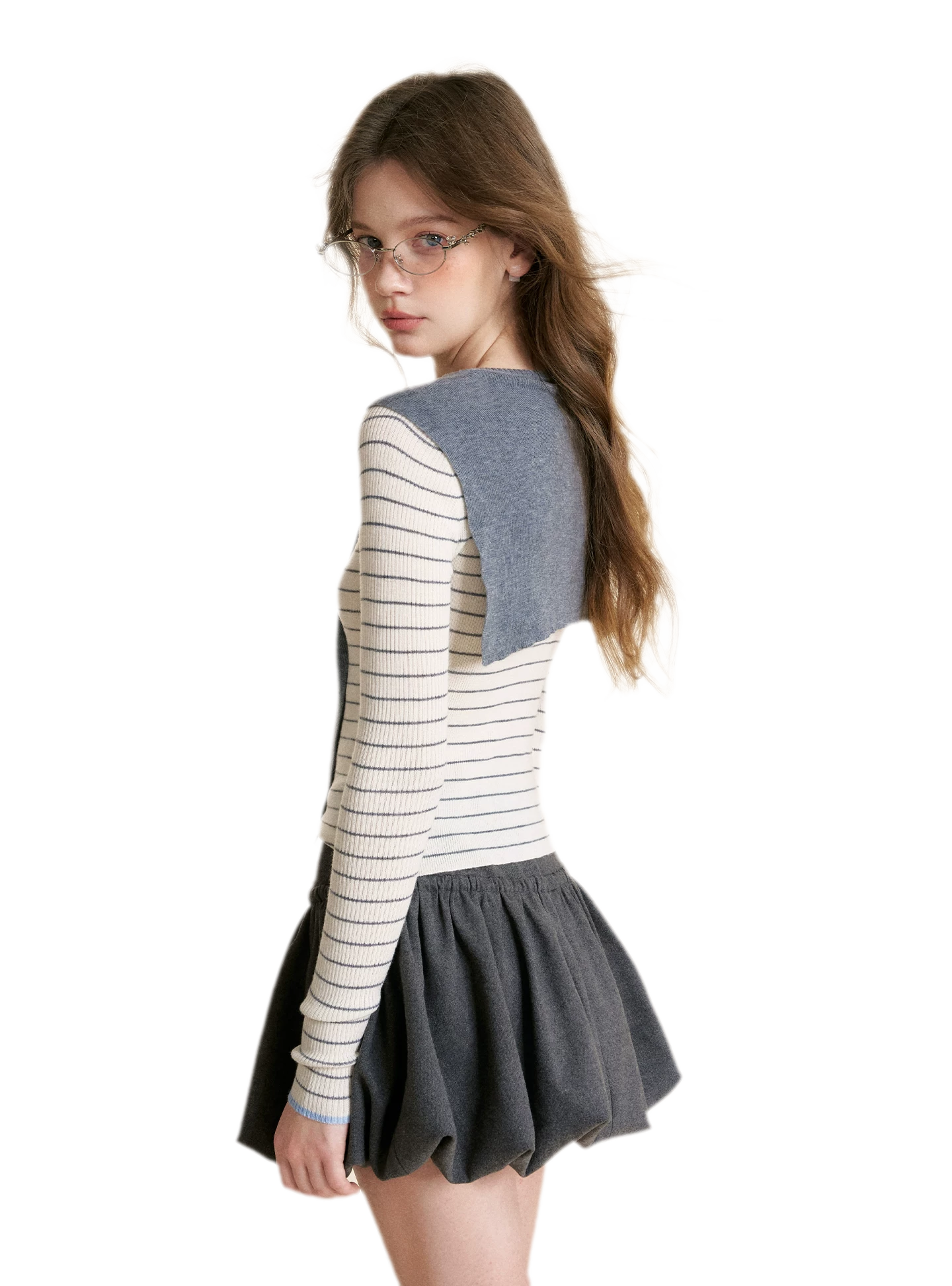 Wool Blend Shawl Knit Top