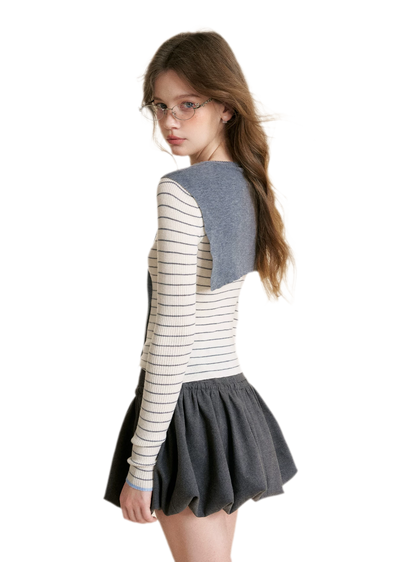 Wool Blend Shawl Knit Top