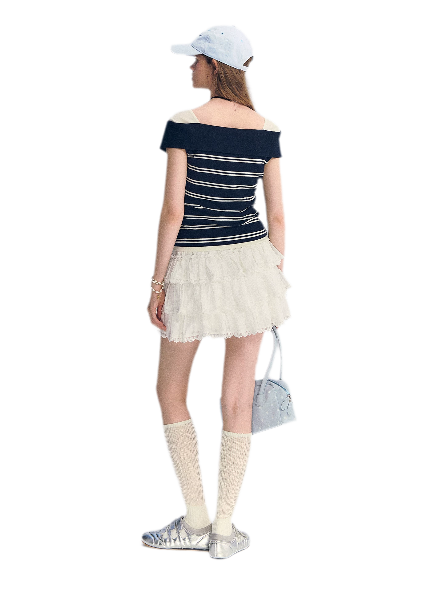 Colorblock Off-Shoulder Tee