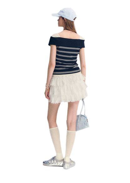 Colorblock Off-Shoulder Tee
