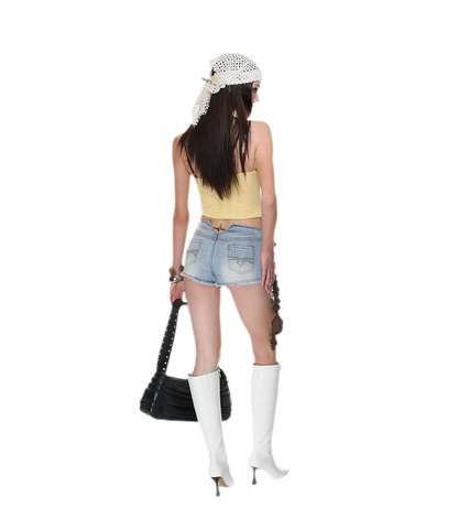 Washed Distressed Denim Shorts