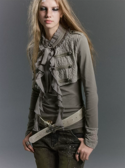 Blouse met getextureerd ruchespaneel