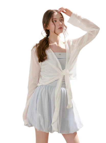Airy Layered Short Knit Cardigan
