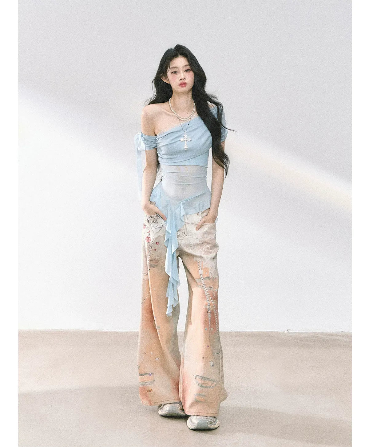 Sheer Asymmetric Mesh Tee