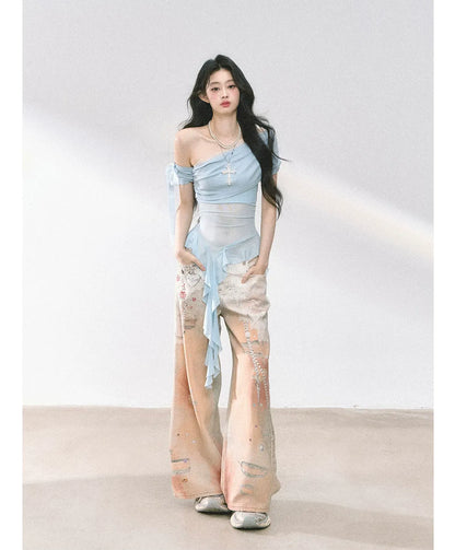 Sheer Asymmetric Mesh Tee