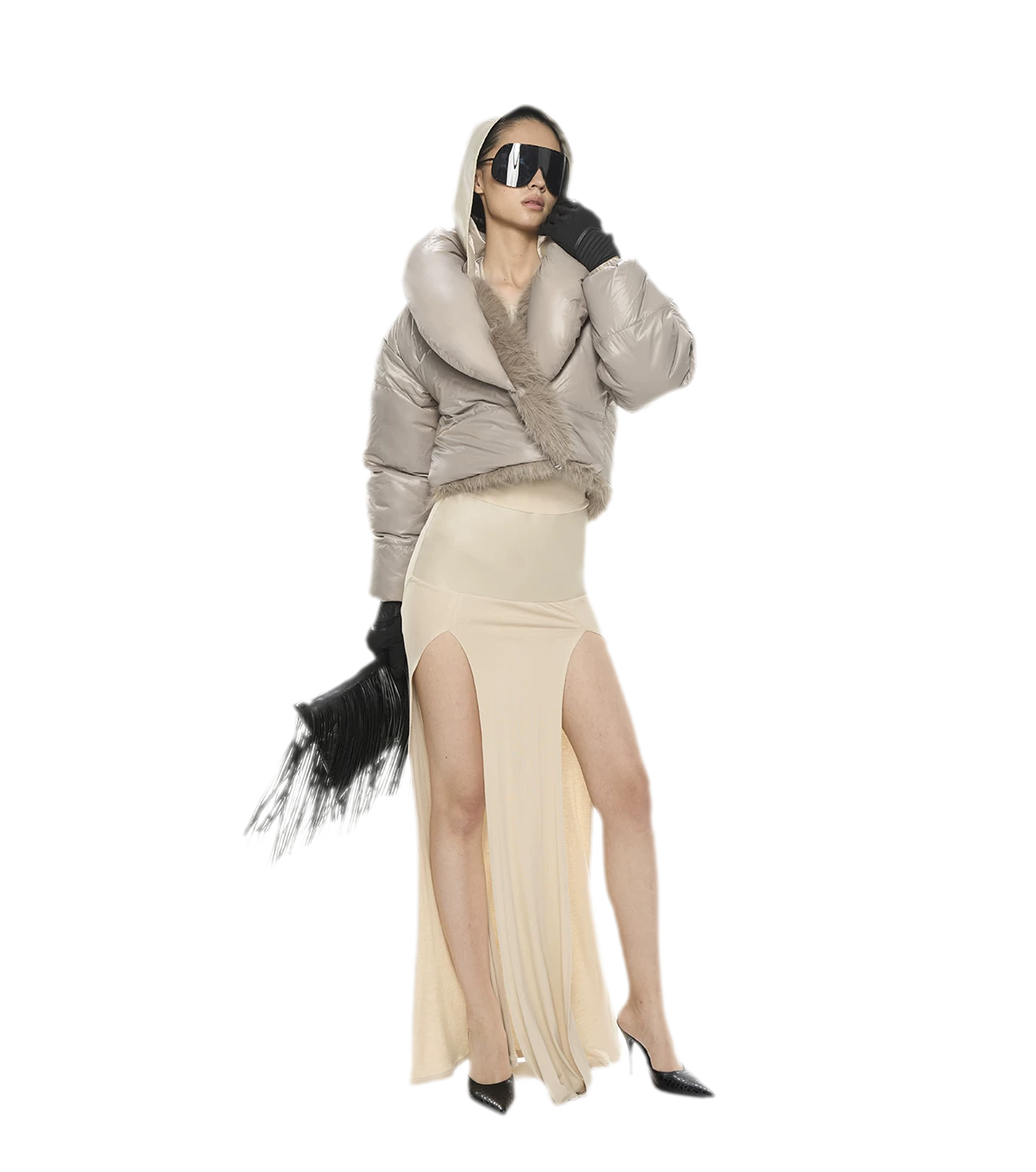 Detachable Hood Cutout Dress