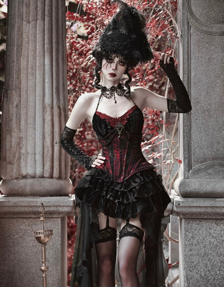 Beaded Velvet Gothic Corset Dress