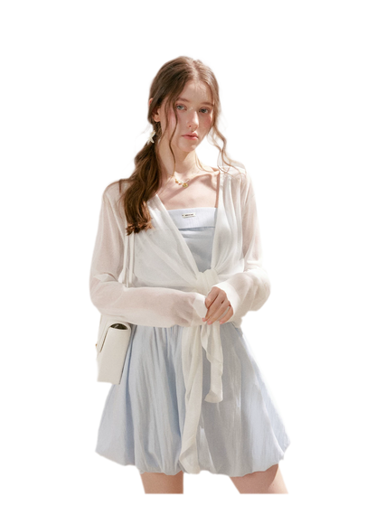 Airy Layered Short Knit Cardigan
